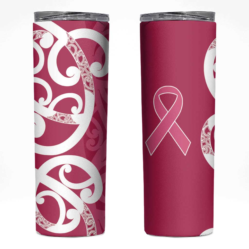 Breast Cancer Awareness Maori Skinny Tumbler Koru Kowhaiwhai - Polynesian Pride