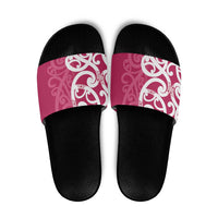 Breast Cancer Awareness Maori Slide Sandals Koru Kowhaiwhai - Polynesian Pride
