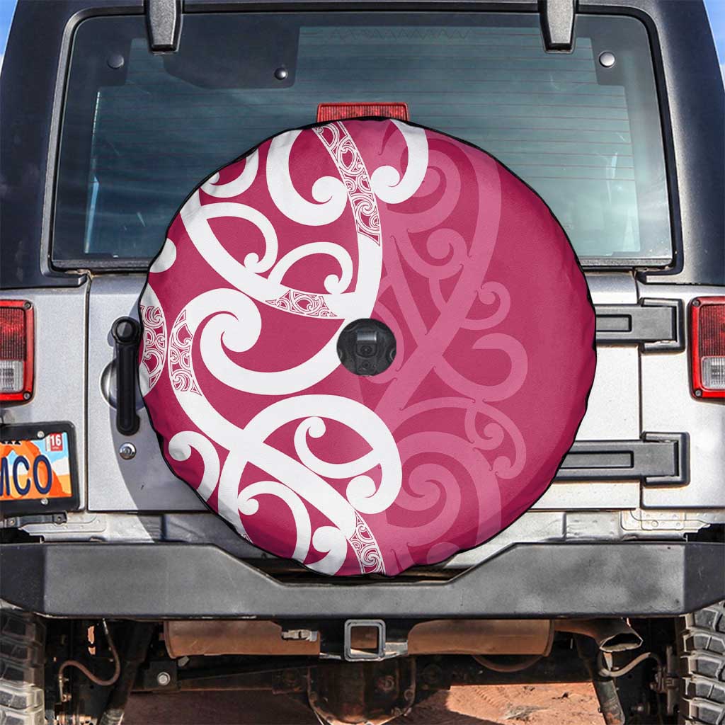 Breast Cancer Awareness Maori Spare Tire Cover Koru Kowhaiwhai - Polynesian Pride