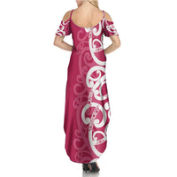 Breast Cancer Awareness Maori Summer Maxi Dress Koru Kowhaiwhai - Polynesian Pride