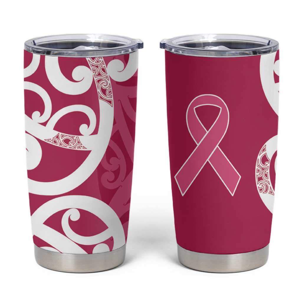 Breast Cancer Awareness Maori Tumbler Cup Koru Kowhaiwhai - Polynesian Pride