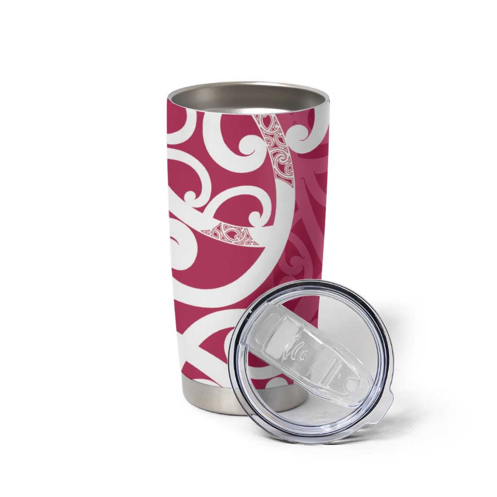 Breast Cancer Awareness Maori Tumbler Cup Koru Kowhaiwhai - Polynesian Pride