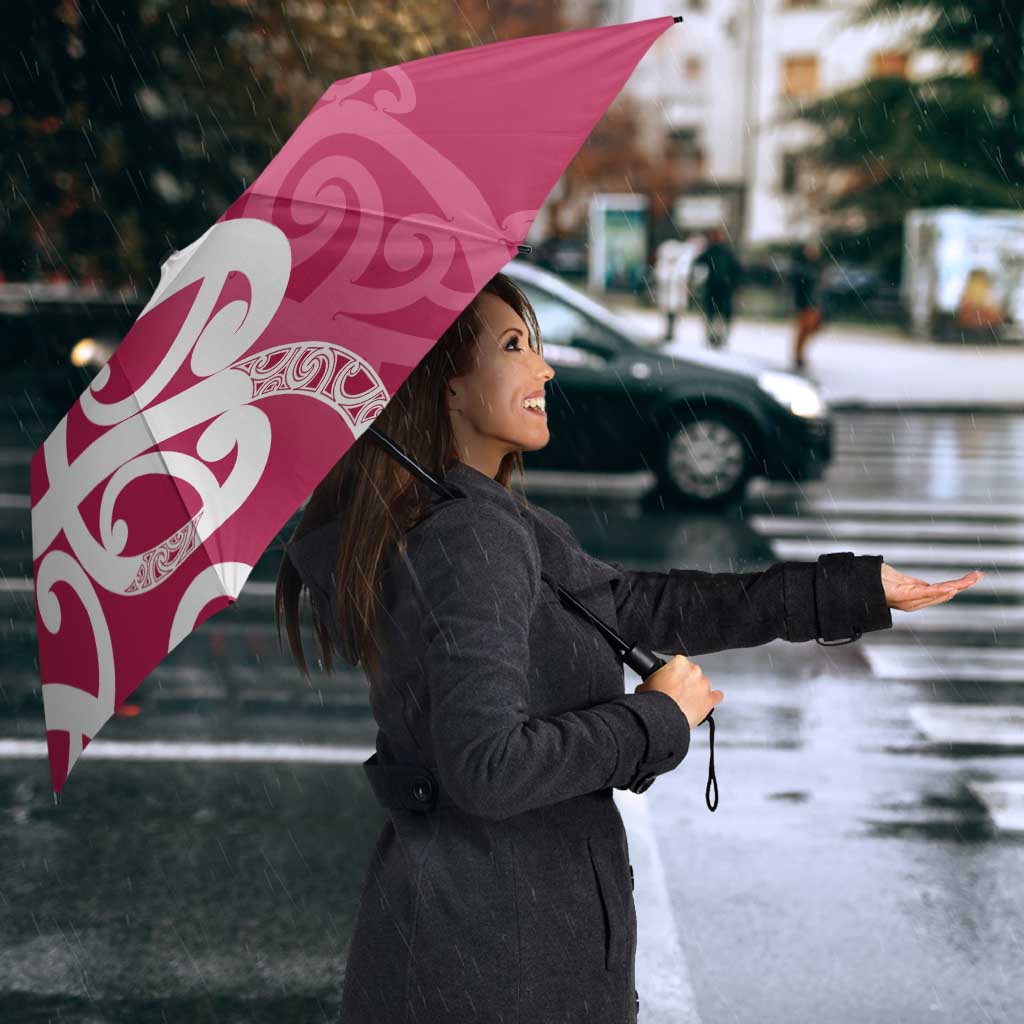 Breast Cancer Awareness Maori Umbrella Koru Kowhaiwhai - Polynesian Pride