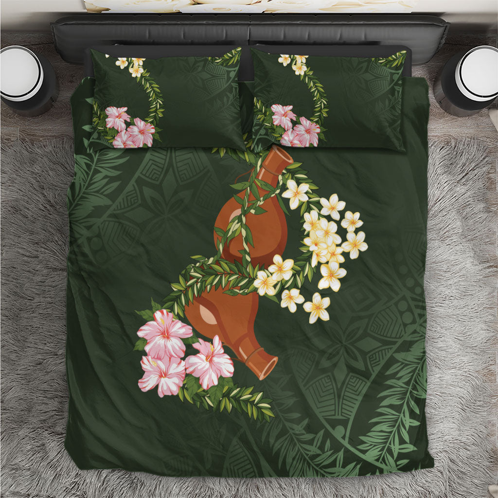 Aloha Hawaii Ipu Gourd Mix Maile Lei Bedding Set Sage Green LT7 Sage Green - Polynesian Pride