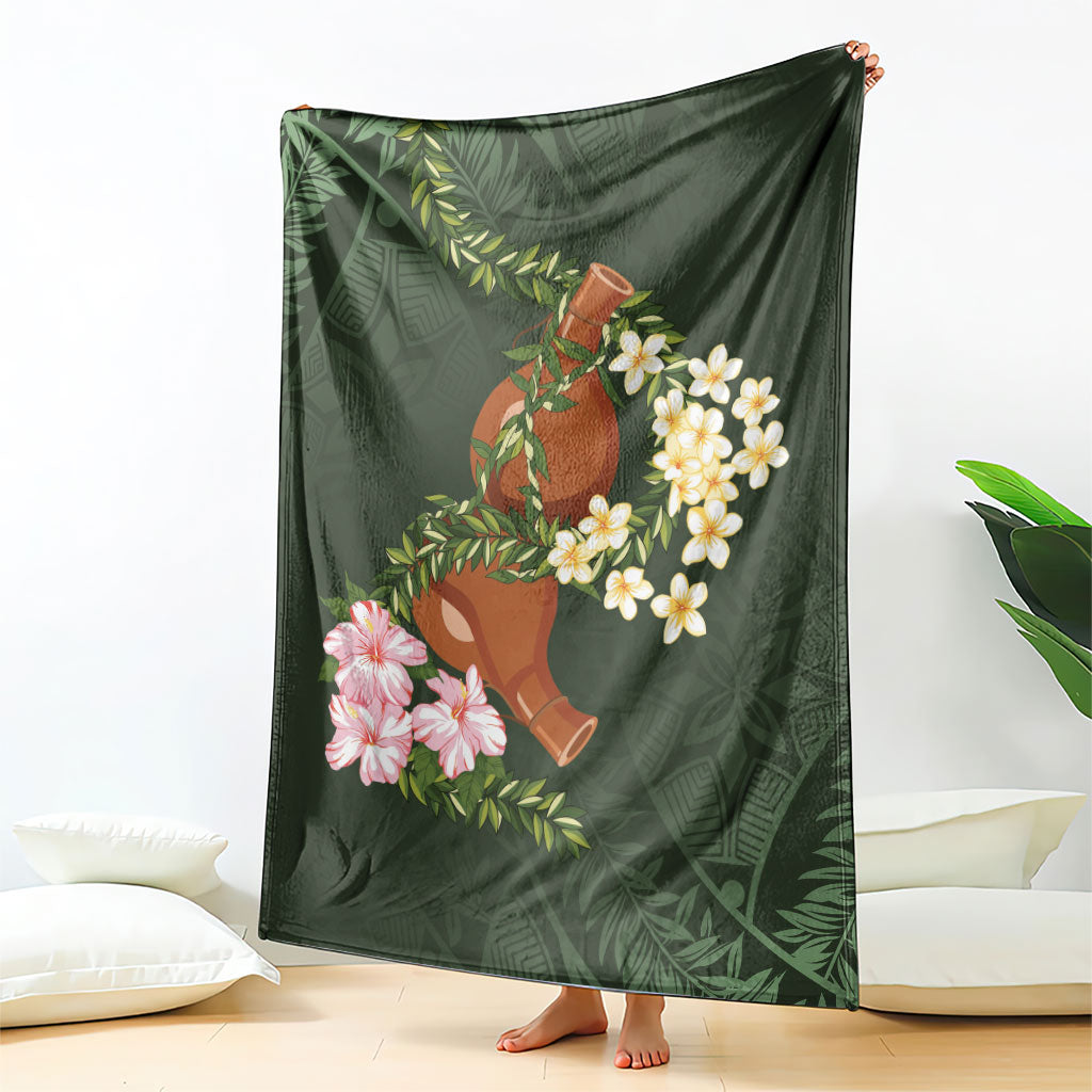 Aloha Hawaii Ipu Gourd Mix Maile Lei Blanket Sage Green LT7 - Polynesian Pride