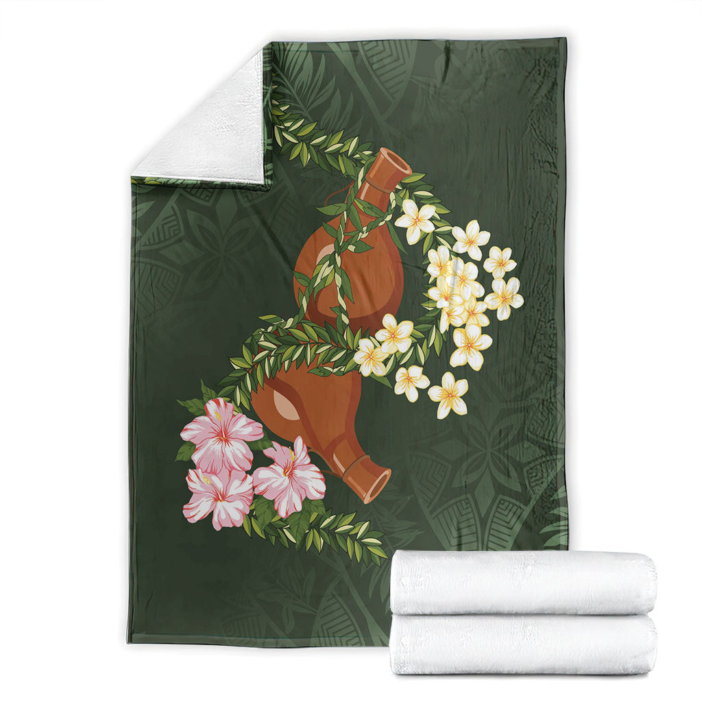 Aloha Hawaii Ipu Gourd Mix Maile Lei Blanket Sage Green LT7 - Polynesian Pride