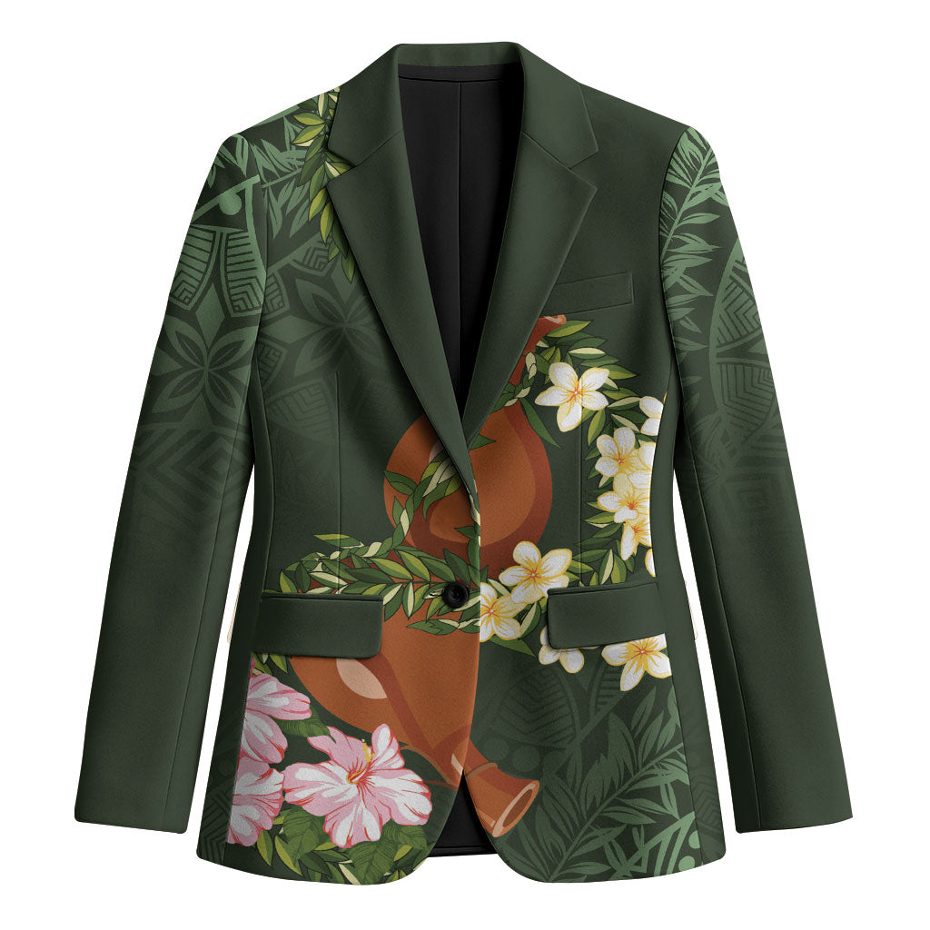 Aloha Hawaii Ipu Gourd Mix Maile Lei Blazer Sage Green LT7 Unisex Sage Green - Polynesian Pride