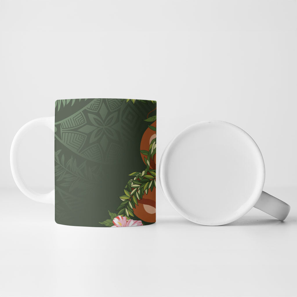 Aloha Hawaii Ipu Gourd Mix Maile Lei Ceramic Mug Sage Green LT7 - Polynesian Pride