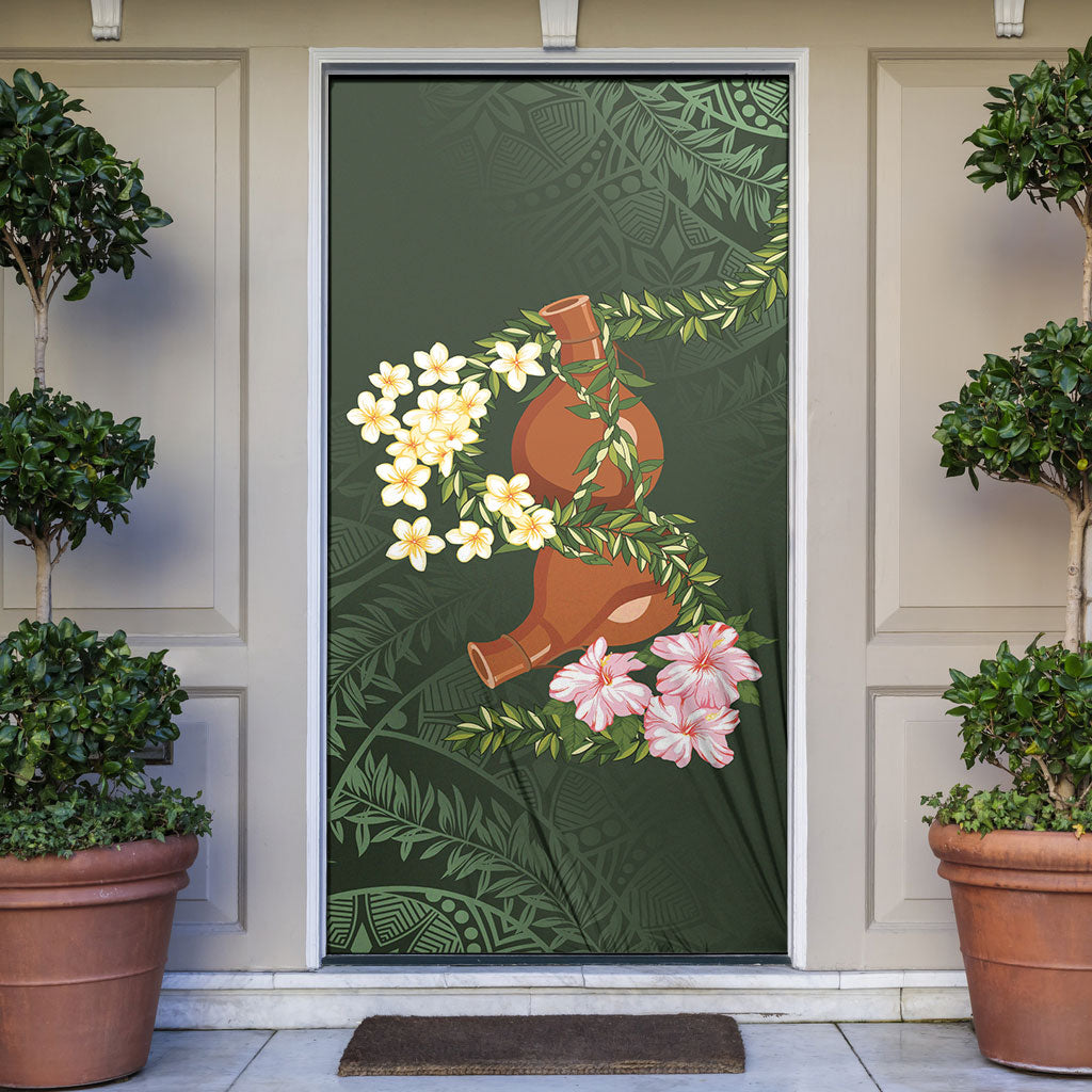Aloha Hawaii Ipu Gourd Mix Maile Lei Door Cover Sage Green LT7 Sage Green - Polynesian Pride