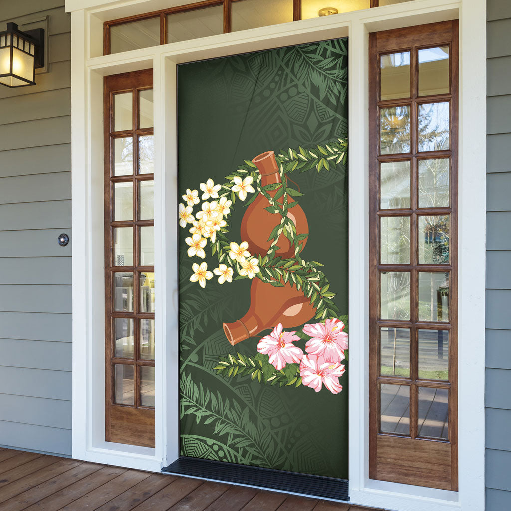 Aloha Hawaii Ipu Gourd Mix Maile Lei Door Cover Sage Green LT7 - Polynesian Pride