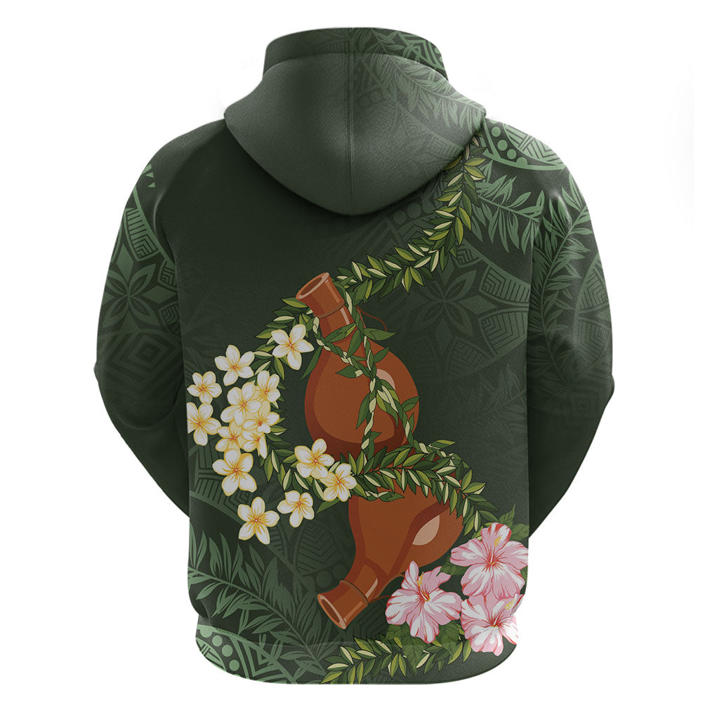 Aloha Hawaii Ipu Gourd Mix Maile Lei Hoodie Sage Green LT7 - Polynesian Pride