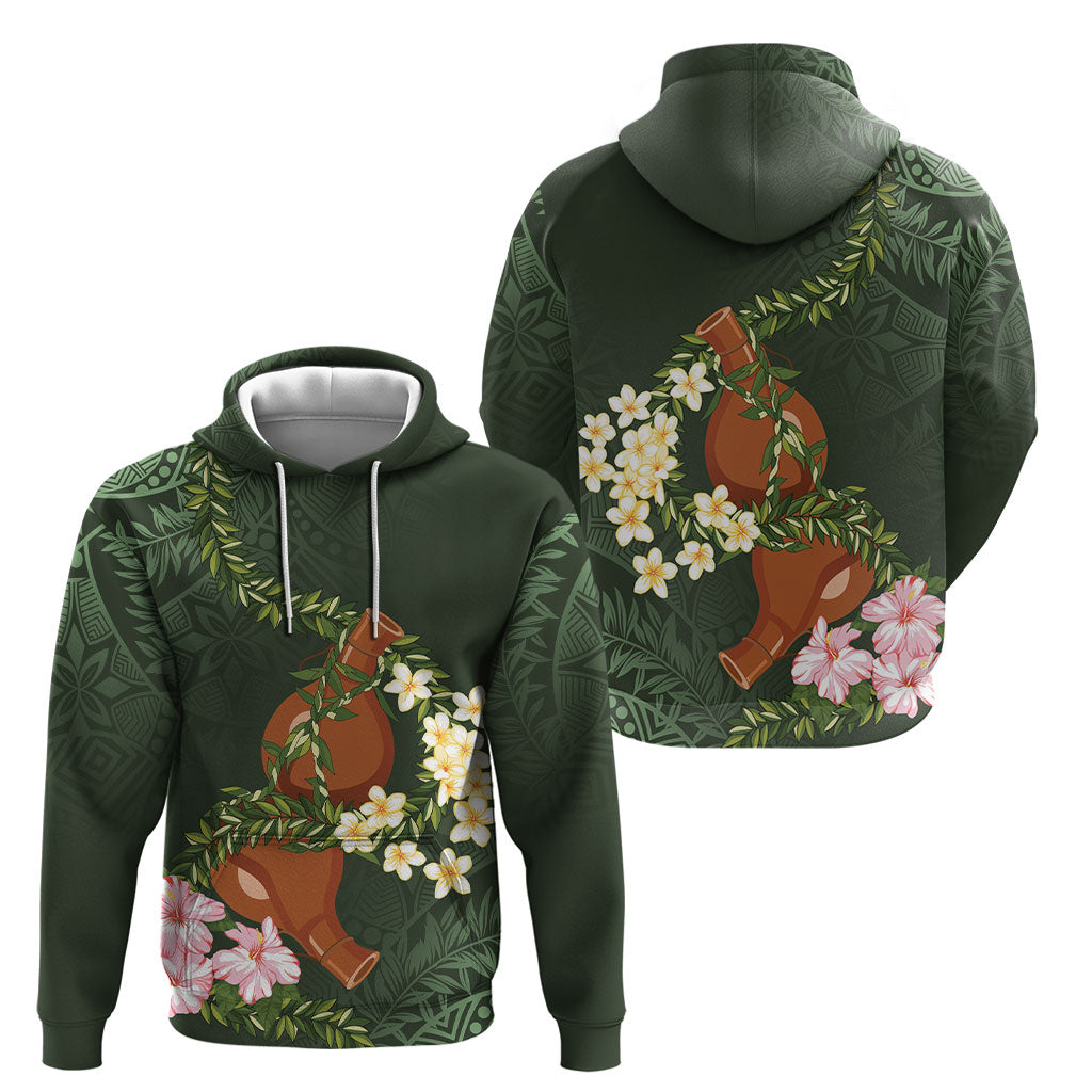Aloha Hawaii Ipu Gourd Mix Maile Lei Hoodie Sage Green LT7 - Polynesian Pride