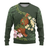 Aloha Hawaii Ipu Gourd Mix Maile Lei Ugly Christmas Sweater Sage Green LT7 - Polynesian Pride