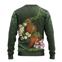 Aloha Hawaii Ipu Gourd Mix Maile Lei Ugly Christmas Sweater Sage Green LT7 - Polynesian Pride