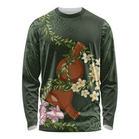 Aloha Hawaii Ipu Gourd Mix Maile Lei Long Sleeve Shirt Sage Green LT7 Unisex Sage Green - Polynesian Pride