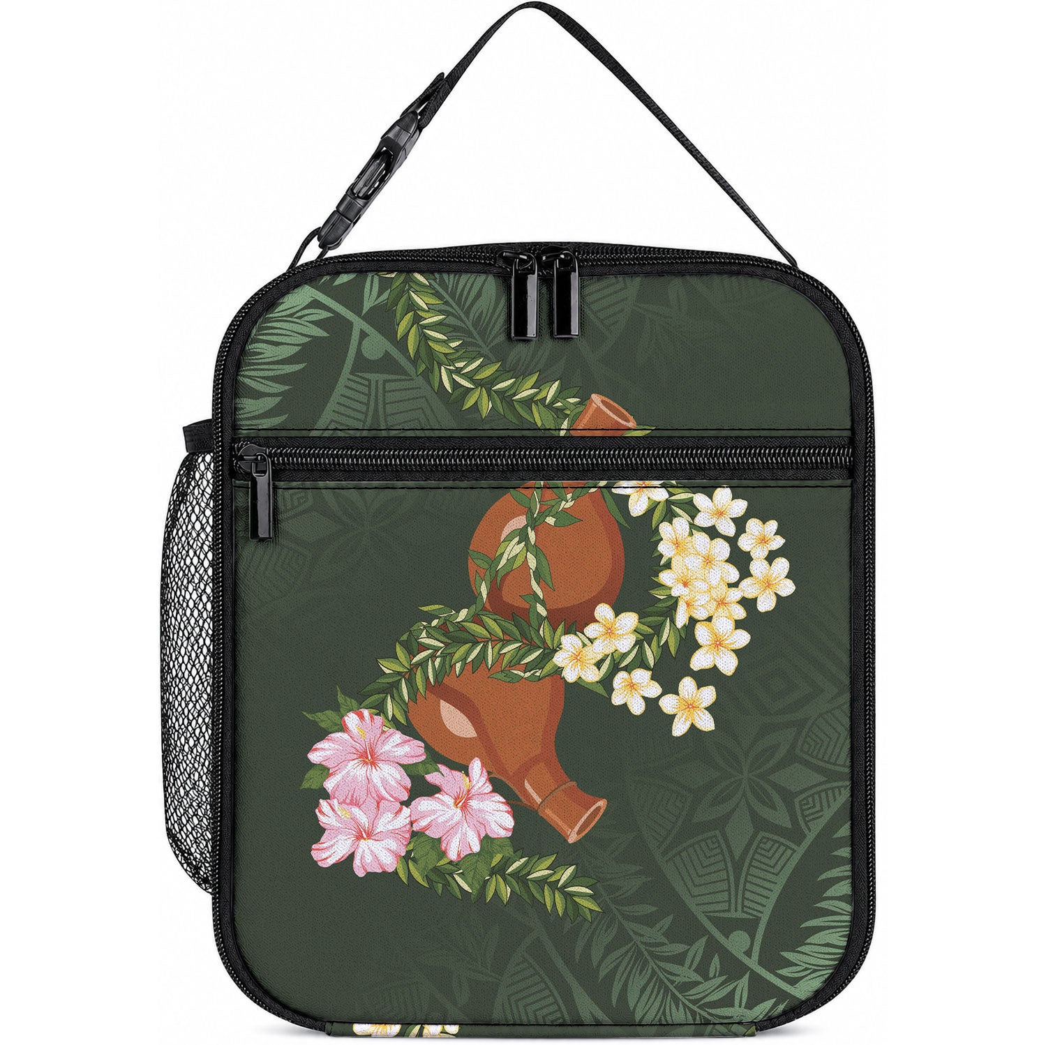 Aloha Hawaii Ipu Gourd Mix Maile Lei Lunch Bag Sage Green LT7 10.2 × 8.3 × 4.3 inch Sage Green - Polynesian Pride