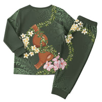 Aloha Hawaii Ipu Gourd Mix Maile Lei Christmas Pajama Set Sage Green LT7 - Polynesian Pride