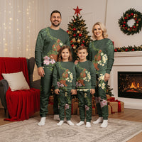 Aloha Hawaii Ipu Gourd Mix Maile Lei Christmas Pajama Set Sage Green LT7 - Polynesian Pride