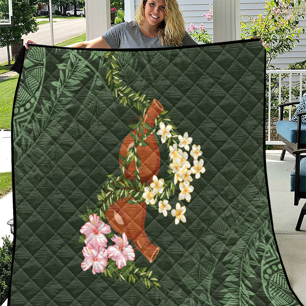 Aloha Hawaii Ipu Gourd Mix Maile Lei Quilt Sage Green LT7 Sage Green - Polynesian Pride