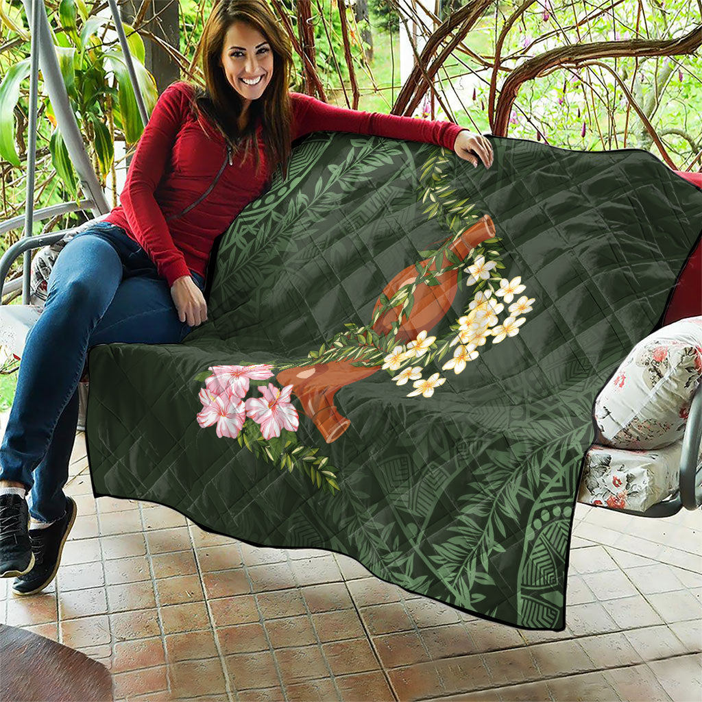 Aloha Hawaii Ipu Gourd Mix Maile Lei Quilt Sage Green LT7 - Polynesian Pride