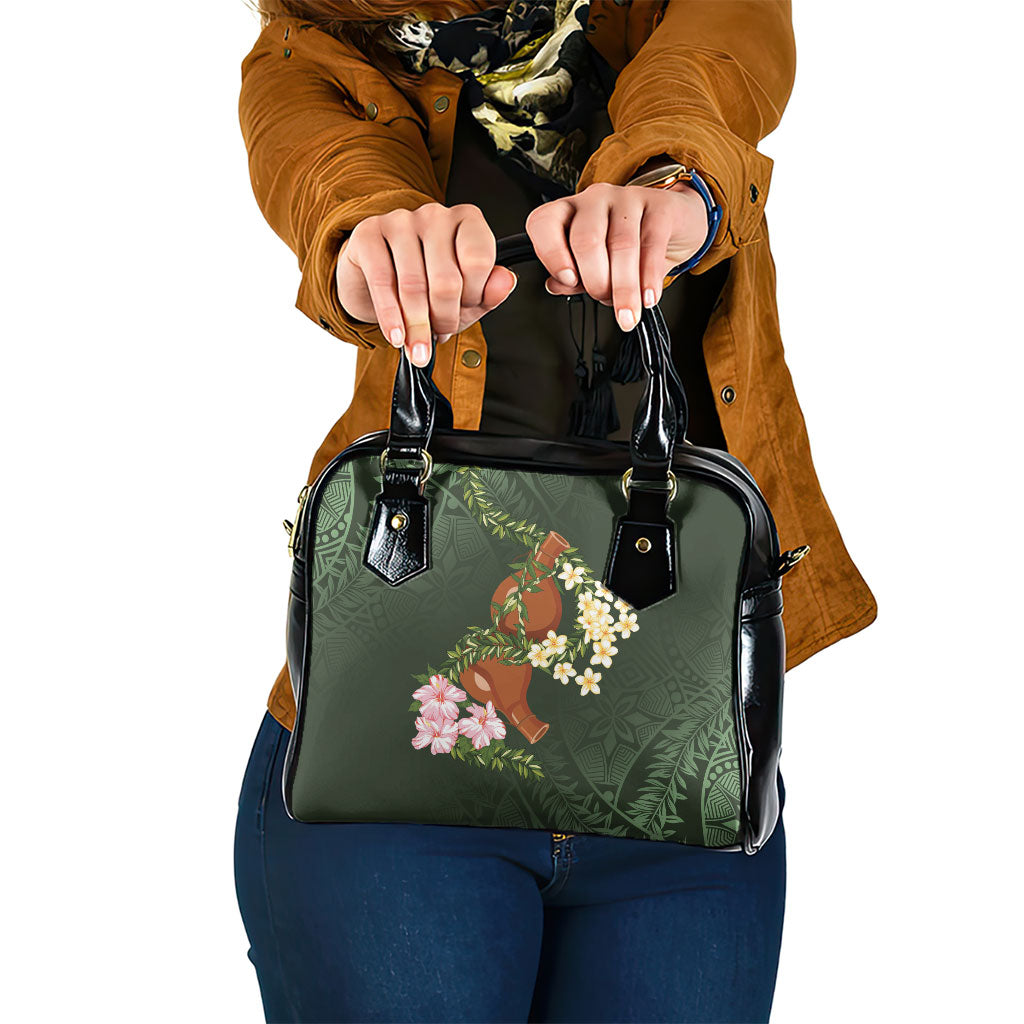 Aloha Hawaii Ipu Gourd Mix Maile Lei Shoulder Handbag Sage Green LT7 One Size Sage Green - Polynesian Pride