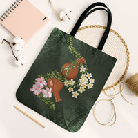 Aloha Hawaii Ipu Gourd Mix Maile Lei Tote Bag Sage Green LT7 Black Strap One Size Sage Green - Polynesian Pride