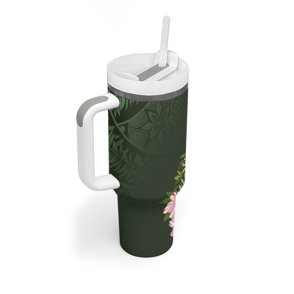 Aloha Hawaii Ipu Gourd Mix Maile Lei Tumbler With Handle Sage Green LT7 - Polynesian Pride