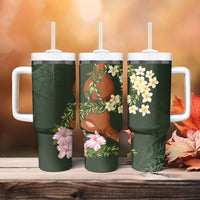 Aloha Hawaii Ipu Gourd Mix Maile Lei Tumbler With Handle Sage Green LT7 - Polynesian Pride