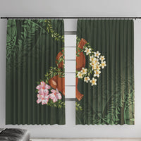 Aloha Hawaii Ipu Gourd Mix Maile Lei Window Curtain Sage Green LT7 With Hooks Sage Green - Polynesian Pride