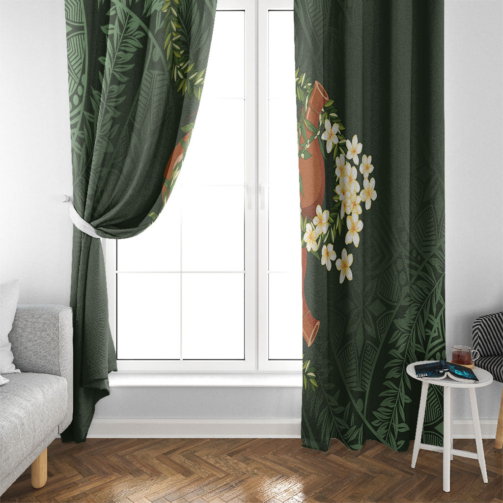 Aloha Hawaii Ipu Gourd Mix Maile Lei Window Curtain Sage Green LT7 - Polynesian Pride