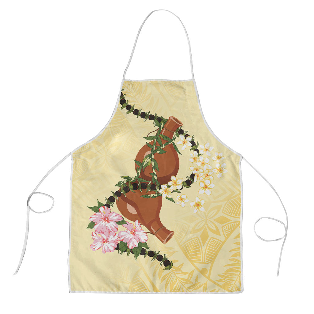 Aloha Hawaii Ipu Gourd Mix Kukui Nut Lei Apron Lemon Yellow LT7 Lemon Yellow - Polynesian Pride