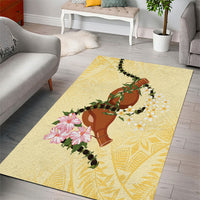 Aloha Hawaii Ipu Gourd Mix Kukui Nut Lei Area Rug Lemon Yellow LT7 - Polynesian Pride