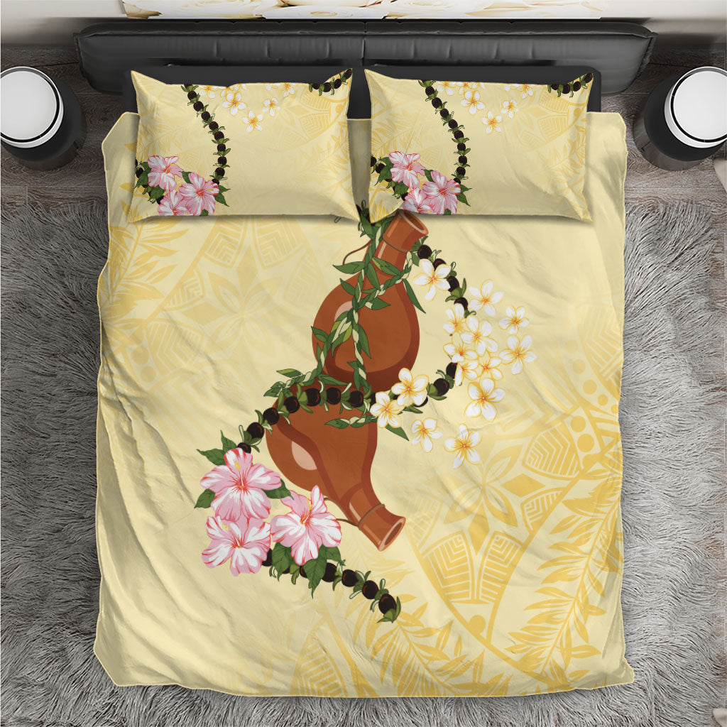 Aloha Hawaii Ipu Gourd Mix Kukui Nut Lei Bedding Set Lemon Yellow LT7 Lemon Yellow - Polynesian Pride