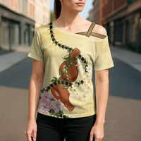 Aloha Hawaii Ipu Gourd Mix Kukui Nut Lei Cross Shoulder Shirt Lemon Yellow LT7 - Polynesian Pride