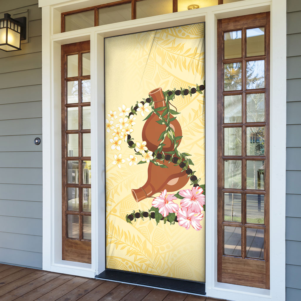 Aloha Hawaii Ipu Gourd Mix Kukui Nut Lei Door Cover Lemon Yellow LT7 - Polynesian Pride