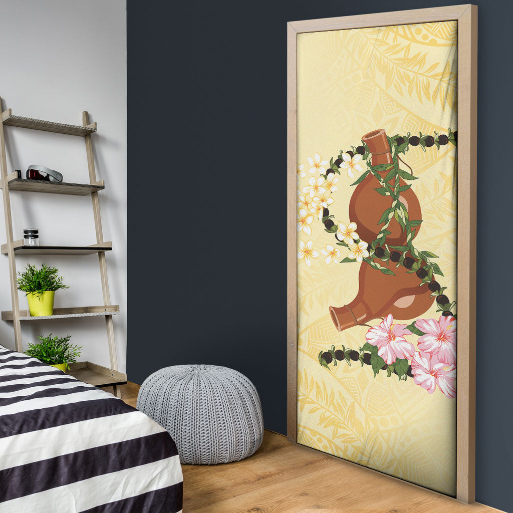 Aloha Hawaii Ipu Gourd Mix Kukui Nut Lei Door Cover Lemon Yellow LT7 - Polynesian Pride