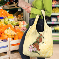 Aloha Hawaii Ipu Gourd Mix Kukui Nut Lei Grocery Bag Lemon Yellow LT7 - Polynesian Pride