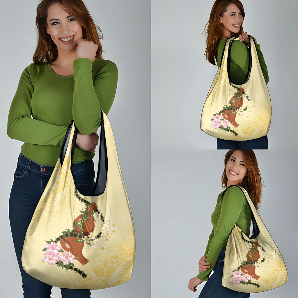 Aloha Hawaii Ipu Gourd Mix Kukui Nut Lei Grocery Bag Lemon Yellow LT7 - Polynesian Pride