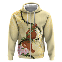 Aloha Hawaii Ipu Gourd Mix Kukui Nut Lei Hoodie Lemon Yellow LT7 Zip Hoodie Lemon Yellow - Polynesian Pride