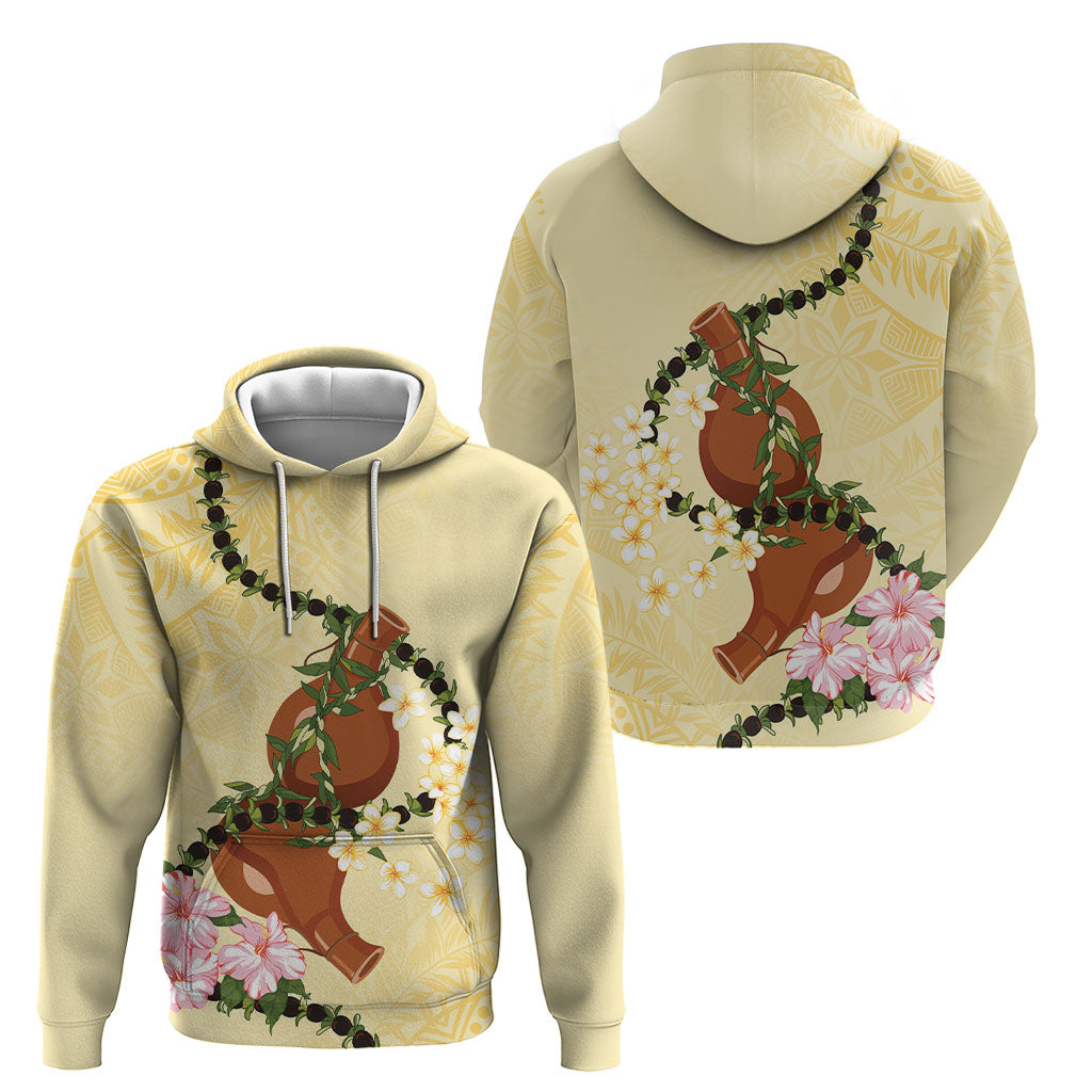 Aloha Hawaii Ipu Gourd Mix Kukui Nut Lei Hoodie Lemon Yellow LT7 - Polynesian Pride