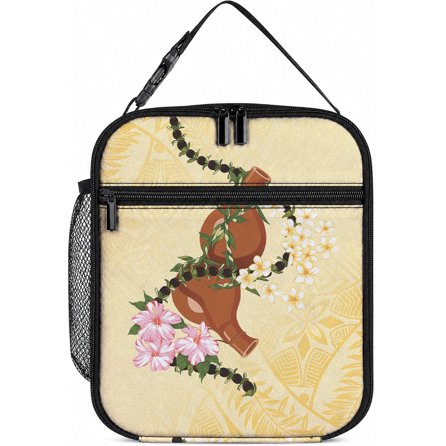 Aloha Hawaii Ipu Gourd Mix Kukui Nut Lei Lunch Bag Lemon Yellow LT7 10.2 × 8.3 × 4.3 inch Lemon Yellow - Polynesian Pride