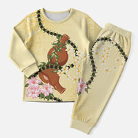 Aloha Hawaii Ipu Gourd Mix Kukui Nut Lei Christmas Pajama Set Lemon Yellow LT7 Men Lemon Yellow - Polynesian Pride