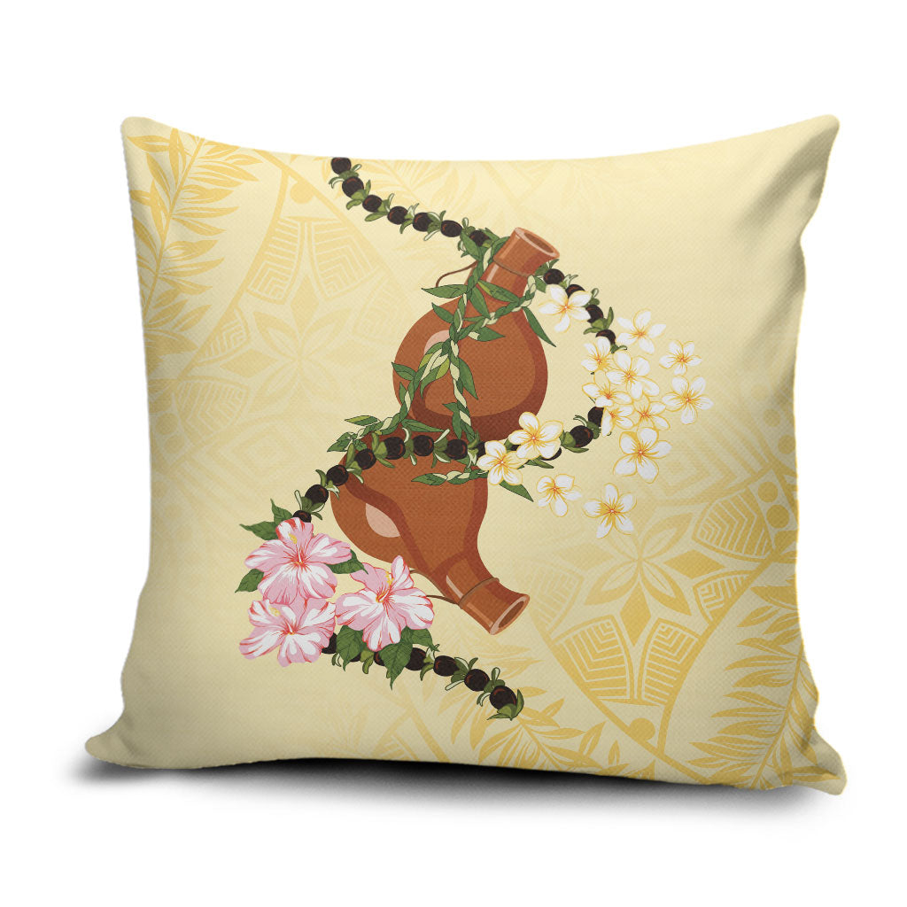 Aloha Hawaii Ipu Gourd Mix Kukui Nut Lei Pillow Cover Lemon Yellow LT7 Lemon Yellow - Polynesian Pride