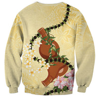 Aloha Hawaii Ipu Gourd Mix Kukui Nut Lei Sweatshirt Lemon Yellow LT7 - Polynesian Pride