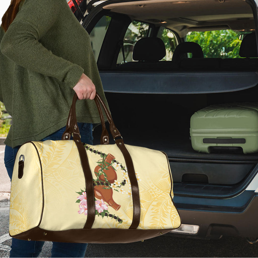 Aloha Hawaii Ipu Gourd Mix Kukui Nut Lei Travel Bag Lemon Yellow LT7 - Polynesian Pride