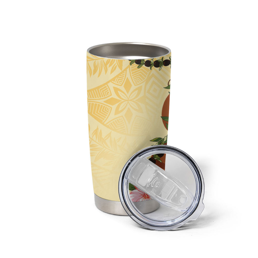 Aloha Hawaii Ipu Gourd Mix Kukui Nut Lei Tumbler Cup Lemon Yellow LT7 - Polynesian Pride
