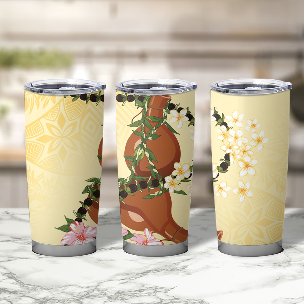 Aloha Hawaii Ipu Gourd Mix Kukui Nut Lei Tumbler Cup Lemon Yellow LT7 - Polynesian Pride