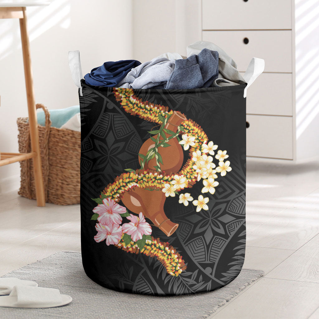 Aloha Hawaii Ipu Gourd Mix ʻĀkulikuli Lei Laundry Basket Obsidian Black LT7 Obsidian Black - Polynesian Pride