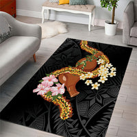Aloha Hawaii Ipu Gourd Mix ʻĀkulikuli Lei Area Rug Obsidian Black LT7 - Polynesian Pride