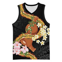 Aloha Hawaii Ipu Gourd Mix ʻĀkulikuli Lei Basketball Jersey Obsidian Black LT7 Unisex Obsidian Black - Polynesian Pride